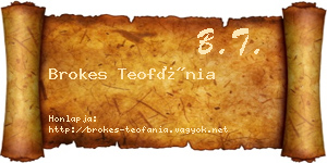 Brokes Teofánia névjegykártya